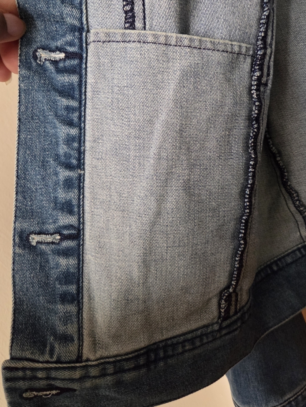 Denim Ruffle-Trim Jacket - Blue - Picture 6 of 6